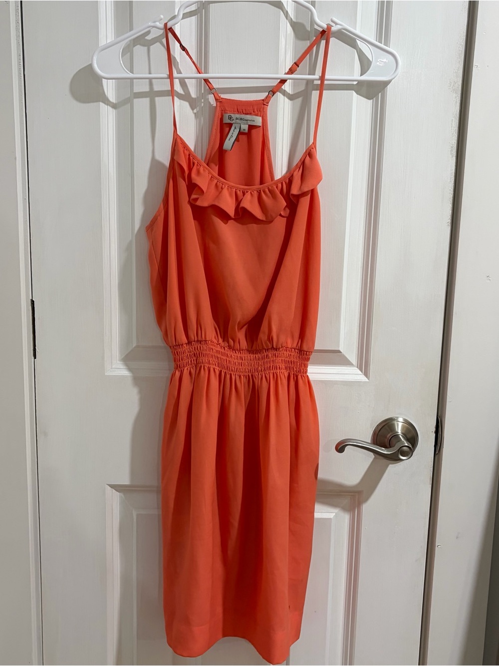 BCBGeneration Coral Ruffle-Trim Mini Dress